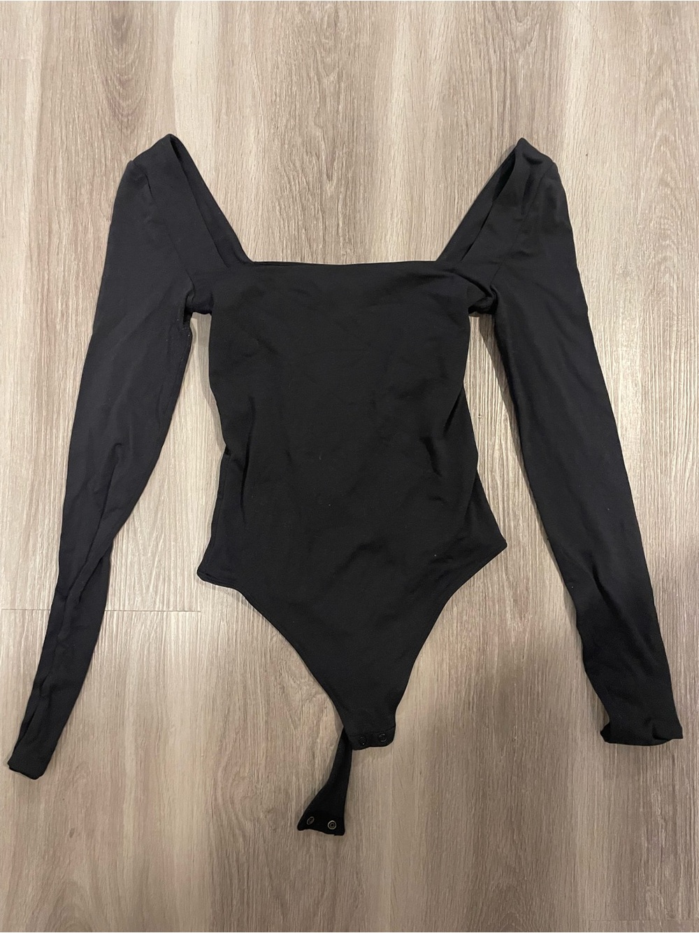 Black Aritzia Long Sleeve Square Neck Bodysuit
